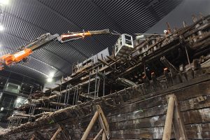 Positioning a camera for capture at the Mary Rose Museum