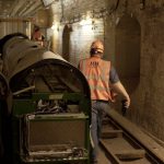 A carriage in situ underground at the Postal Museum