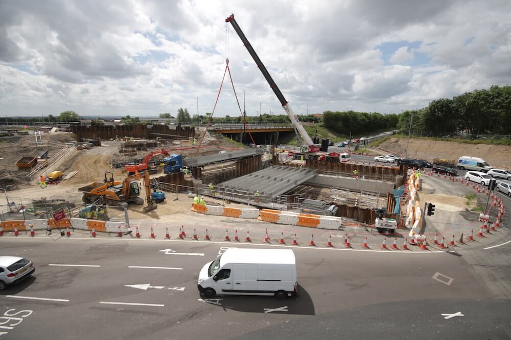 Capture of the Highways England Coast Road Junction triple-decker roundabout improvements.